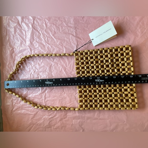Anthropologie Faithfull the Brand NWT Bag Beaded Clutch Bag Natural Wooden $119 - Picture 13 of 14